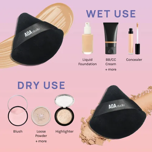 Miniatura 7 de AOA Studio Velvet Puffs - Juego de 6 esponjas de maquillaje sueltas en polvo corporal, esponja de terciopelo para maquillaje, esponja para mezclar