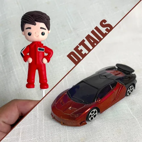 Miniatura 4 de Decoraciones para tartas de carreras, figuras de arcilla de corredor, banderas, decoraciones de pasteles para camiones, suministros de decoración