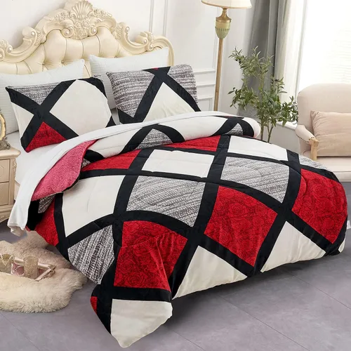 Miniatura 16 de Manta de lana JML, manta de Sherpa de 3 piezas, muy suave, cálida, estilo coreano, reversible, manta de borrego para el invierno estampada
