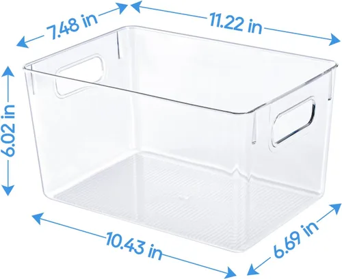 Miniatura 2 de JollyPack Paquete de 4 cubos de almacenamiento de plástico transparente, organizadores de despensa y almacenamiento con asas, contenedores