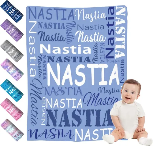 Miniatura 15 de Mantas de bebé personalizadas para niño y niña, manta de bebé personalizada con nombre para niños y adultos, mantas suaves personalizadas