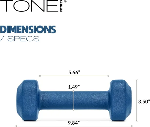 Miniatura 4 de Tone Fitness Pares de Mancuernas de Pesas de Neopreno con Cabeza Cuadrada Antirrodamiento Múltiples Opciones Azul