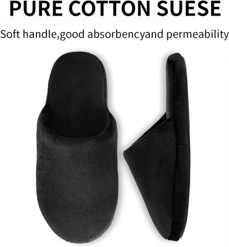 Miniatura 4 de 3 pares de pantuflas de spa de lujo, espuma viscoelástica de algodón, antideslizantes, puntera cerrada, lavables para hoteles, invitados, viajes