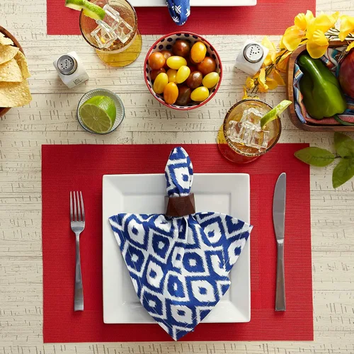 Miniatura 4 de DII PVC Tabletop Collection Woven Indoor / Outdoor - Juego de manteles individuales, 13x17.25, aguamarina, 6 piezas