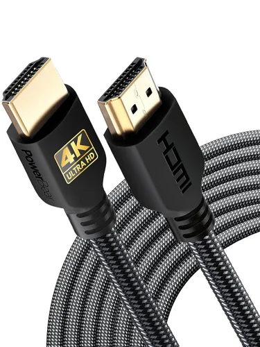 Miniatura 20 de PowerBear - Cable HDMI 4K 10 pies, nailon trenzado y conectores dorados Pack de 1 6 patas Negro