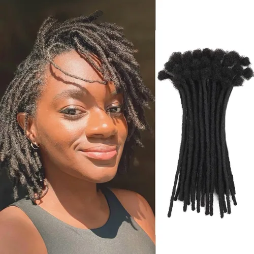 Miniatura 19 de Extensiones de rastas de cabello humano 100% real, de 0.1 in, 8 pulgadas, 10 hebras para hombres y mujeres, con cobertura de cabeza completa, hechas