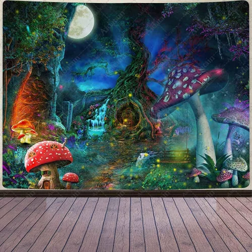 Miniatura 12 de Aidatain Tapiz de otoño para colgar en la pared, diseño de bosque de arce, tamaño 80 pulgadas de largo x 60 pulgadas de ancho, tapices de tela