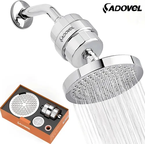 Miniatura 2 de ADOVEL - Cabezal de ducha de alta potencia y filtro de agua dura, filtro de ducha de 15 etapas elimina el cloro y sustancias nocivas, cabezal