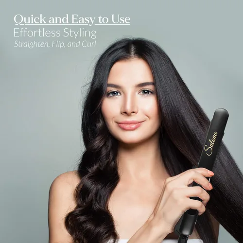 Miniatura 3 de Salona 1" Titanium Flat Iron alisador de cabello profesional, todo el mundo Voltaje Dual 110 – 240 V con resistente al calor bolsa de viaje