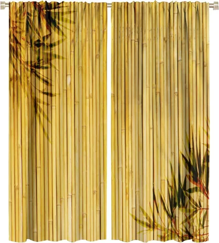 Miniatura 15 de Cortinas de bambú 3D impresas para exteriores, cortinas de bambú natural japonés zen, sala de estar, cocina, bolsillo para barra, cortinas