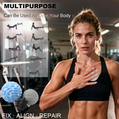 Miniatura 6 de HODEMI Juego de bolas de masaje, texturizadas, puntiagudas, bola de lacrosse para masaje muscular de tejido profundo, liberación miofascial, puntos