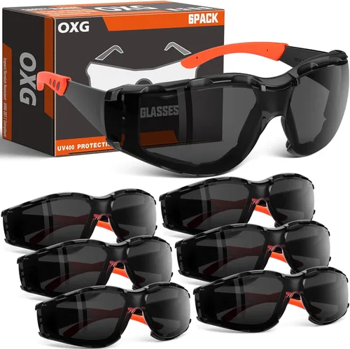 Miniatura 9 de OXG Anteojos de seguridad para hombre, ANSI Z87.1 antivaho resistentes a los impactos, junta de espuma, protección UV400