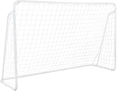 Portería de fútbol de 8 x 5 x 2.6 pies con red, juego de entrenamiento de fútbol portátil para patio trasero, marco de nailon y acero resistente a