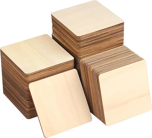 Miniatura 9 de 150 piezas rectangulares de madera sin terminar, azulejos de madera natural de 4 x 6 pulgadas para manualidades, pintura, tallado y decoración