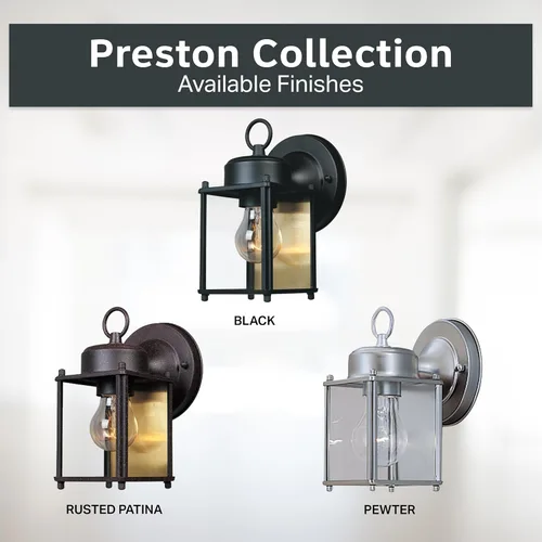Miniatura 6 de DESIGNERS FOUNTAIN Preston Accesorio de Luz Exterior, Aplique de Pared de 8 Pulgadas para Puerta Delantera, Patio y Porche, Estaño, 1161-PW Peltre