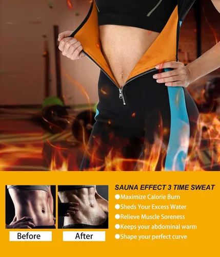 Miniatura 3 de NonEcho Traje de sauna de neopreno para mujer, moldeador de cuerpo completo, moldeador de cintura con manga Negro