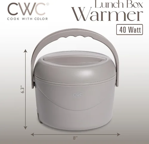Miniatura 4 de COOK WITH COLOR Fiambrera redonda 40W, calentador de alimentos portátil, capacidad 1.1L, revestimiento de acero inoxidable, cabra/visón