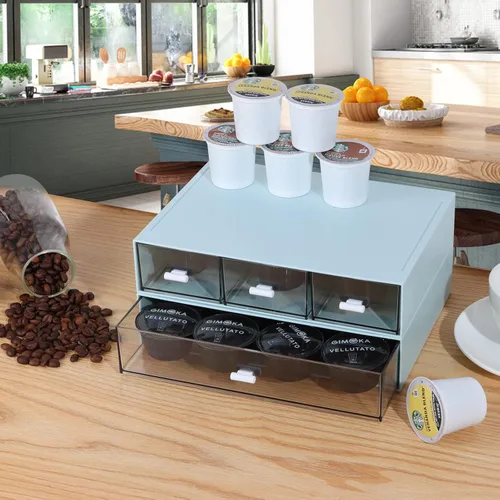 Miniatura 7 de Organizador de escritorio para manualidades y almacenamiento con 7 cajones planos, accesorios de escritorio de plástico apilables y organizador