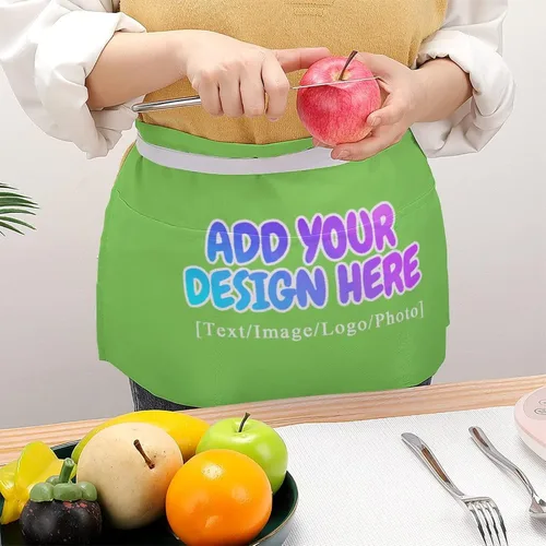 Miniatura 146 de AXKEUDO Delantal personalizado con bolsillos, delantales de cintura para camarera para cocinar en casa, restaurante, servir trabajo