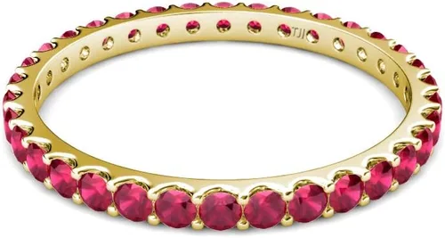 Miniatura 3 de Ruby 0.88 ctw U-Prong Anillo de eternidad para mujer, apilable, oro de 14 quilates