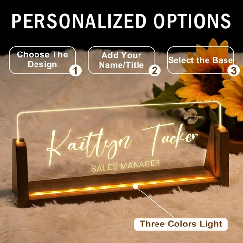 Miniatura 6 de Placa de nombre personalizada para escritorio, placa de nombre personalizada con luz para escritorios, decoraciones de escritorio para mujeres
