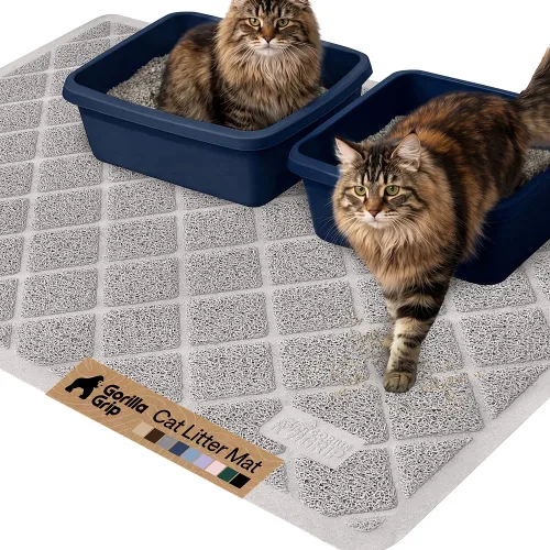 Miniatura 12 de Gorilla Grip - Tapete para atrapar la arena del arenero de gatos, 100% impermeable, fácil de limpiar, respaldo texturizado, suelos más limpios, se