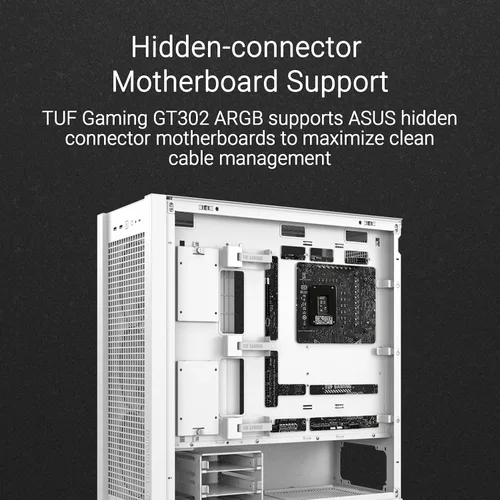 Miniatura 5 de Chasis para PC ASUS TUF Gaming GT302 ARGB Edición Blanca ATX de Torre Media Cuatro ventiladores ARGB de 140x28mm para flujo de aire y presión