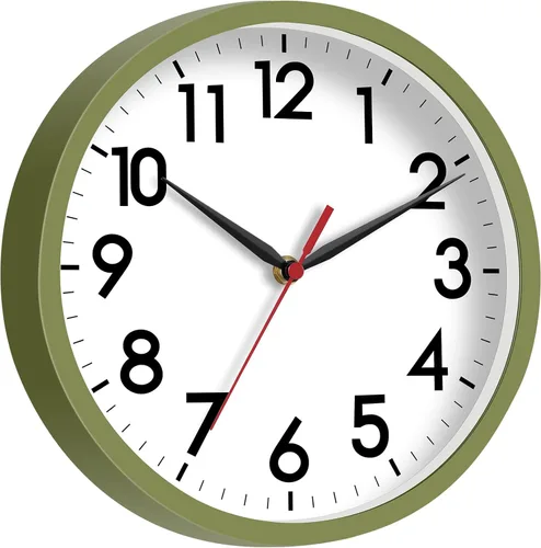 Miniatura 2 de AKCISOT Reloj de pared de 8 pulgadas, silencioso, sin tictac, relojes modernos a batería - analógico pequeño clásico para oficina, hogar, baño