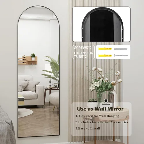 Miniatura 8 de Espejo de puerta, espejo arqueado de cuerpo completo sobre la puerta, 14 x 48 pulgadas, espejos colgantes o de pared, espejos de cuerpo completo