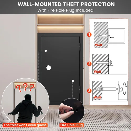 Miniatura 4 de Caja fuerte ignífuga de 23.69 pulgadas de alto para el hogar, resistencia al fuego de 1700 °F durante 60 minutos, caja de seguridad a prueba