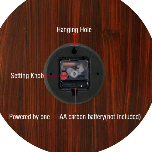 Miniatura 3 de Reloj de pared silencioso de 14 pulgadas sin tictac, relojes de pared con números arábigos grandes, reloj redondo de madera con patrón de mariposa