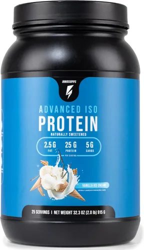 Miniatura 6 de InnoSupps Advanced Iso Protein Proteína aislada de suero 100% en polvo Sin edulcorantes artificiales Baja en grasa, baja en carbohidratos