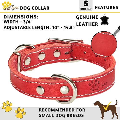 Miniatura 2 de Collar de perro de cuero rojo resistente para perros pequeños, collar de perro suave y fuerte para cachorros