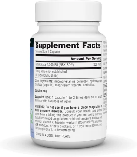 Miniatura 2 de Source Naturals NSK-SD, Nattoquinasa, Apto para vegetarianos, Enzima sistémica de todo el cuerpo para una circulación saludable*, 200 mg - 60