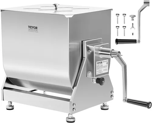 Miniatura 10 de VEVOR - Batidora manual de carne, tanque fijo de 10 L, batidora de mano de acero inoxidable resistente para carne molida y salchicha, capacidad