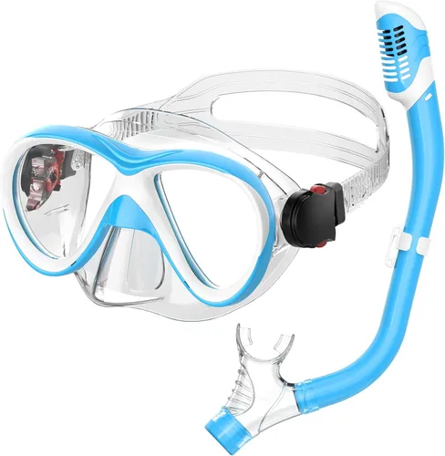 Miniatura 9 de Kids Snorkel Set, Dry Top Snorkeling Gear for Kids, Diving Mask for Youth Boys Girls Age 5-15, Tempered Glass Swimming Goggles Combo Set, Anti-Fog