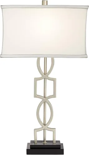 Miniatura 8 de 360 Lighting Evan - Juego de 2 lámparas de mesa modernas de 28 1/2 pulgadas de alto con puerto de carga USB, níquel cepillado, plateado, blanco