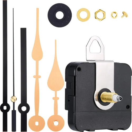 Miniatura 9 de Mecanismo de movimiento de reloj de eje largo de alto par para pared, kit de mecanismo de reloj de cuarzo con 2 pares diferentes de manecillas, kit