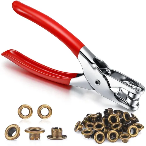Mudder Kit de Herramientas de Alicates para Ojales y Arandelas de 301 Piezas, Alicates Perforadores de Ojales y Arandelas para Agujeros en Tela y