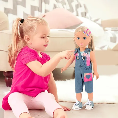 Miniatura 7 de Ecore Fun Set de juego de muñeca de 18 pulgadas para niñas con 8 piezas de accesorios - Ropa, zapatos, bolso y horquilla - Set de muñecas de 18