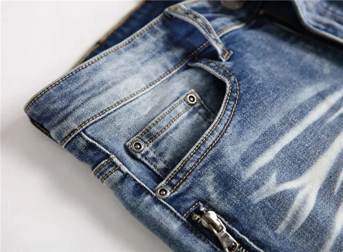 Miniatura 7 de AITITIA Jeans de corte recto lavado con cremallera para hombre