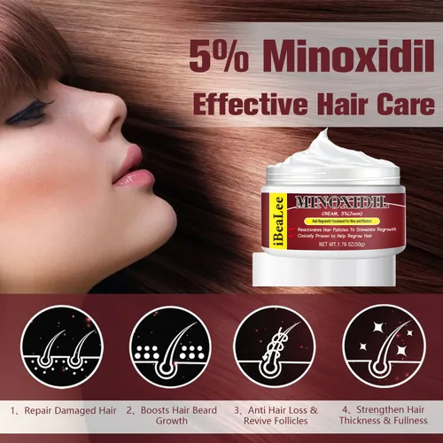 Miniatura 3 de 5% de minoxidil para hombres y mujeres, crema para el crecimiento del cabello, productos tópicos de crecimiento del cabello de minoxidil