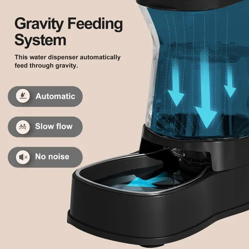 Miniatura 2 de Gardner Pet - Dispensador automático de agua por gravedad para perros, alimentador de acero inoxidable, 100% libre de BPA, gran capacidad para Oscuro
