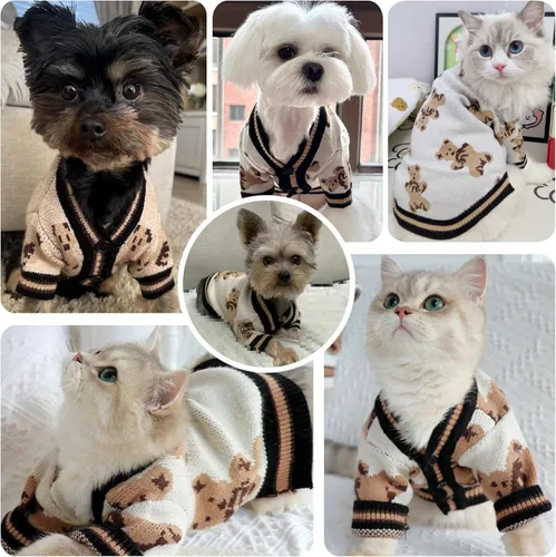 Miniatura 3 de ABRRLO Suéteres para Perros Pequeños Lindos Cárdigans de Perro con Oso Ropa para Perros Pequeños Medianos Niño Niña Cachorro Gato Cárdigan de Punto