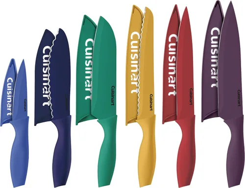 Cuisinart C55-12PCKSAM - Juego de 12 cuchillos de acero inoxidable con revestimiento cerámico, viene con 6 cuchillas y 6 protectores de cuchillas,