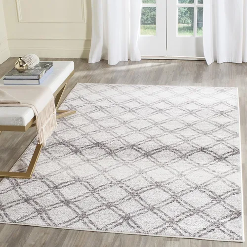 Miniatura 12 de SAFAVIEH Adirondack Collection - Alfombra decorativa, 2 pies 6 pulgadas x 4 pies, color plateado y carbón, diseño moderno de enrejado, no desprende