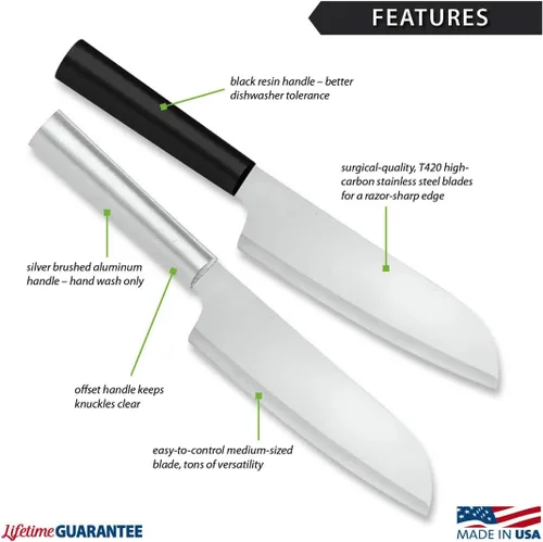 Miniatura 2 de Rada Cuchillo de cocina para cubiertos, hoja de acero inoxidable y mango de resina de acero negro, fabricado en EE. UU., 10-7/8 pulgadas