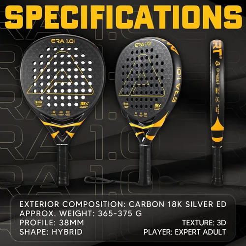 Miniatura 7 de AMA SPORT ERA 1.0 Raqueta de pádel con superficie de fibra de carbono con núcleo de espuma EVA Memory Flex Raqueta de pádel ligera de potencia
