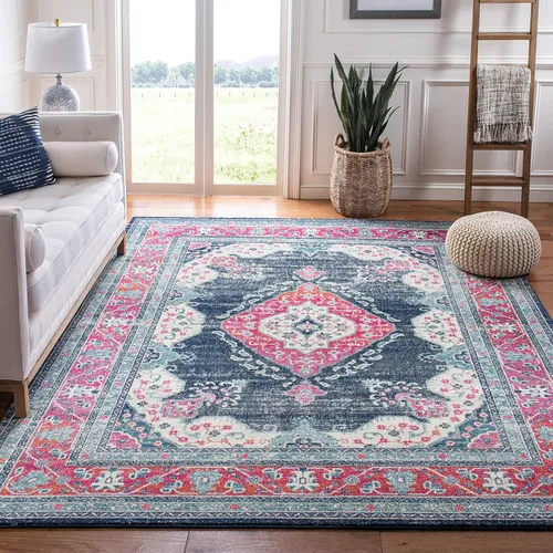 Miniatura 15 de SAFAVIEH Evoke Collection EVK250A - Alfombra de pasillo, 2 pies 2 pulgadas x 7 pies, color crema y fucsia, diseño oriental Shabby chic, no desprende