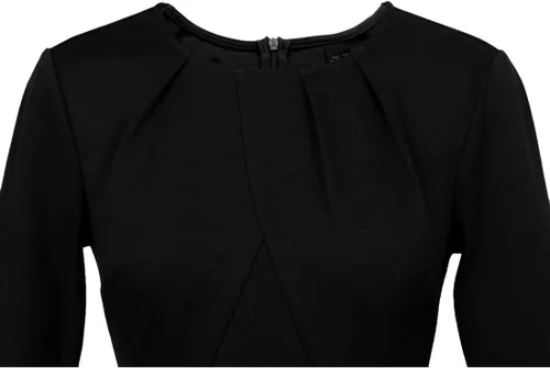 Miniatura 6 de VFSHOW - Vestido ajustado con cuello redondo plisado para mujer, de trabajo y oficina